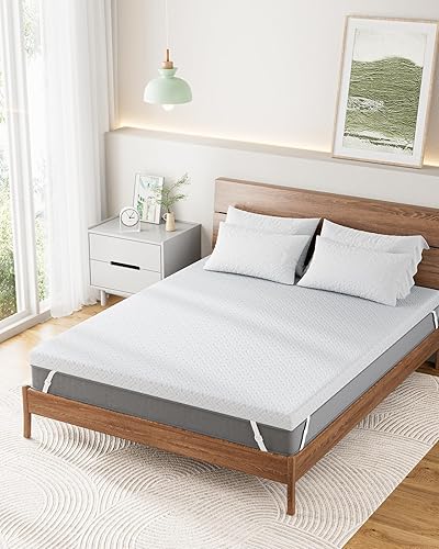 Miniatura 6 de PERLECARE Cubrecolchón King de espuma viscoelástica refrescante de 3 pulgadas para aliviar la presión, cubrecolchón de cama con funda de bambú,