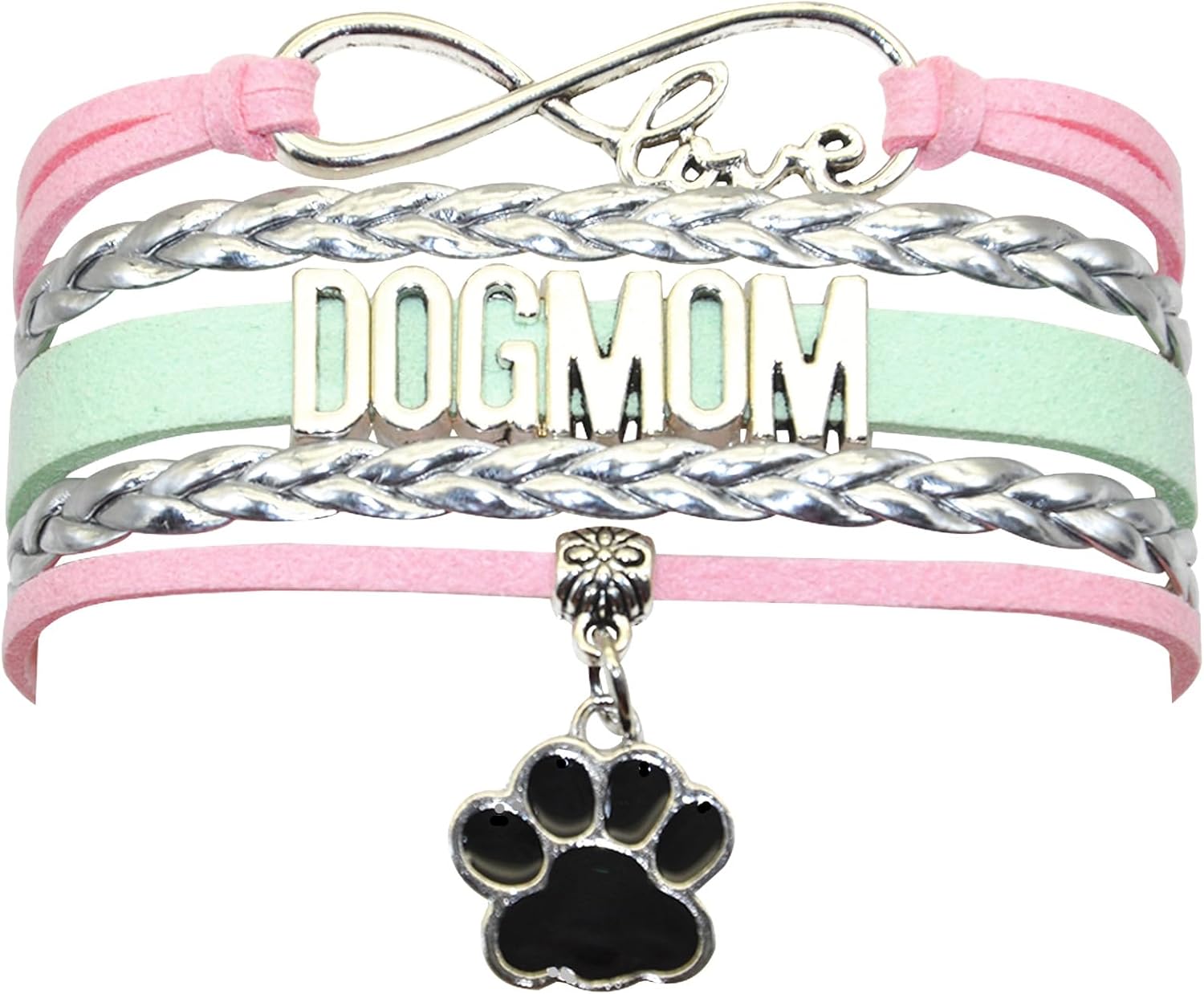 Pet Dog Mom Bracelet - Infinity Love Memorial Paw Print Bracelet Gift For Women, Men, Dog Lovers Party Favors