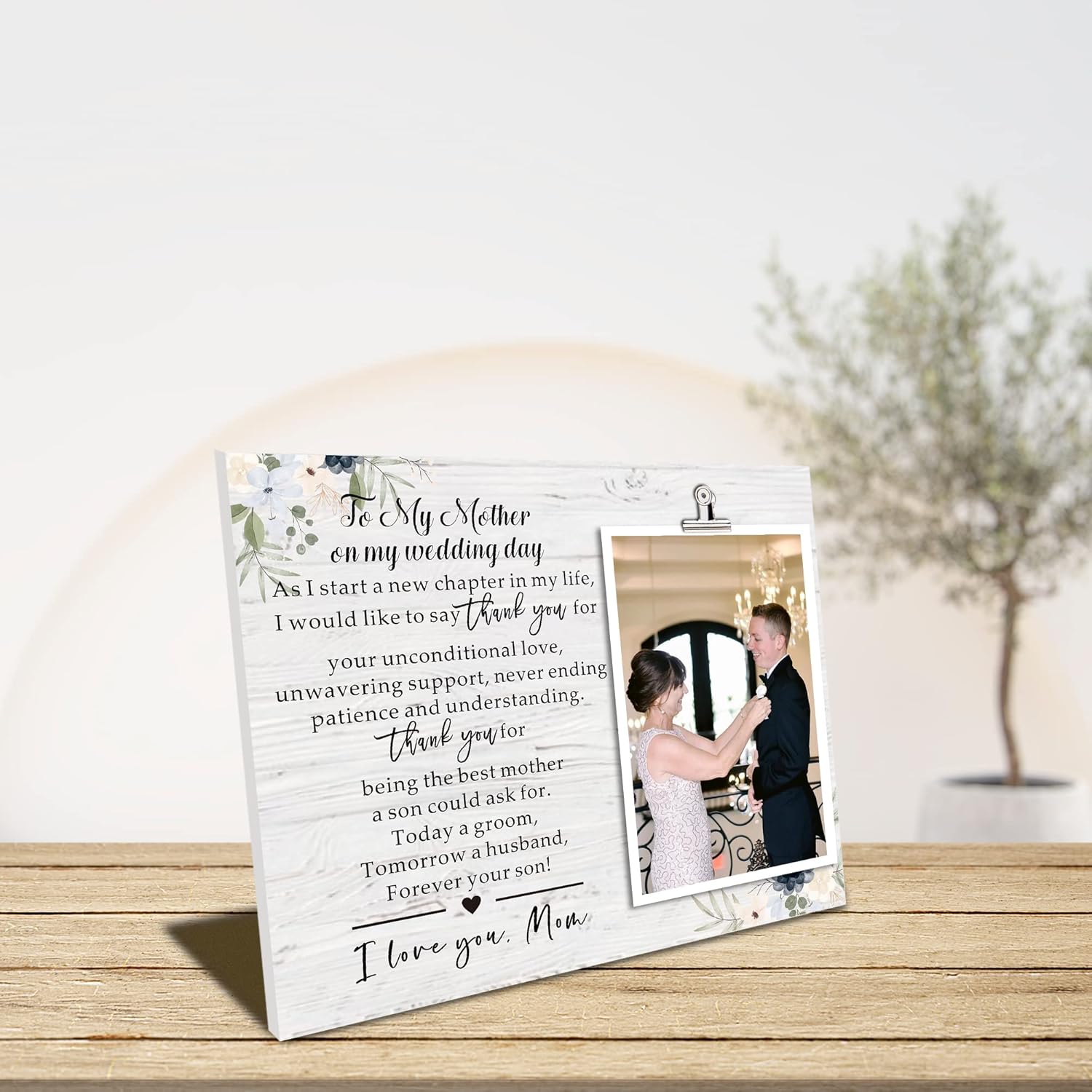 SUNBMO Mother of The Groom Picture Frame, Wedding Day Gift for Mother of The Groom from Groom, Appreciation Gift for Mom from Son