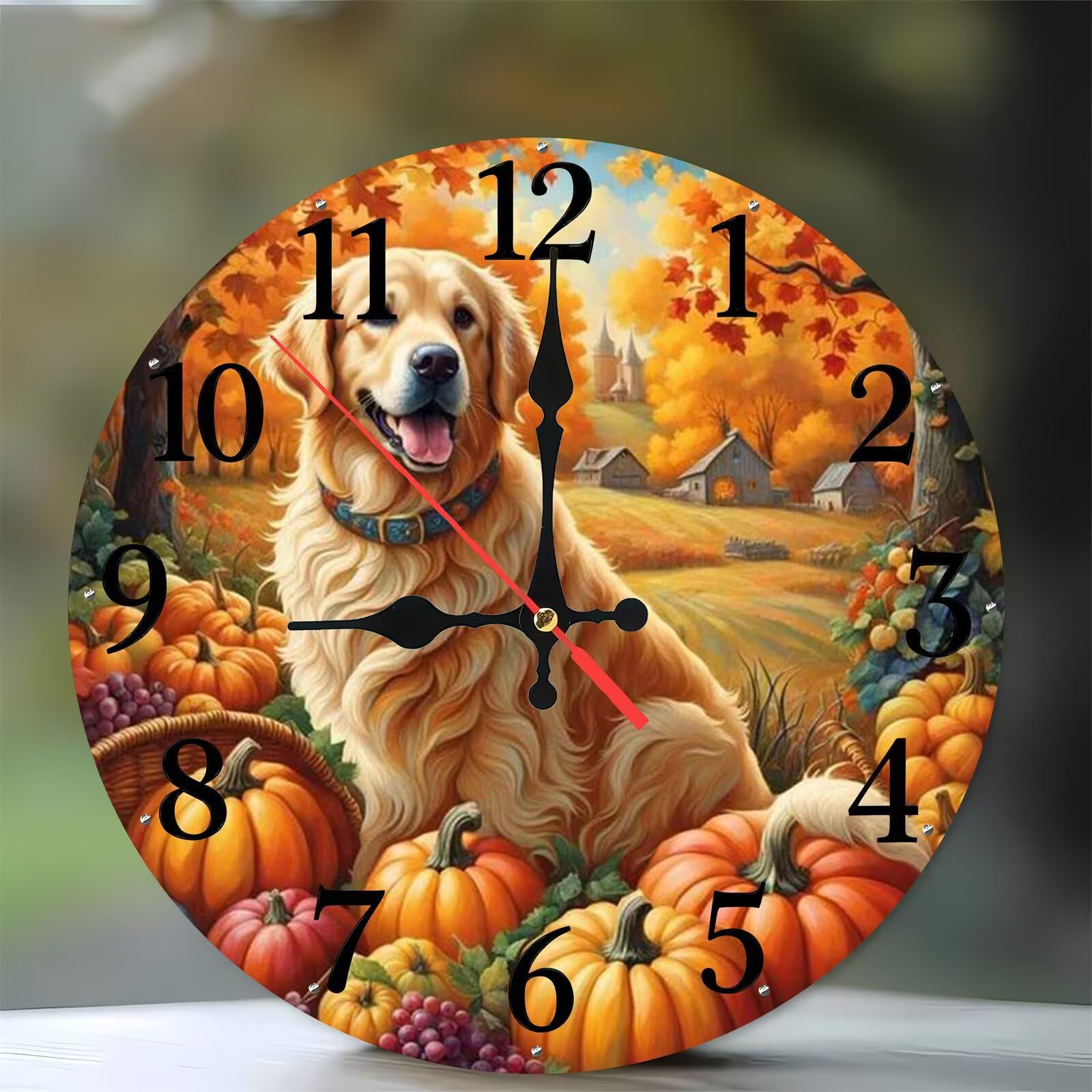 Horloge motif Labrador et citrouilles : cadeau idéal maison