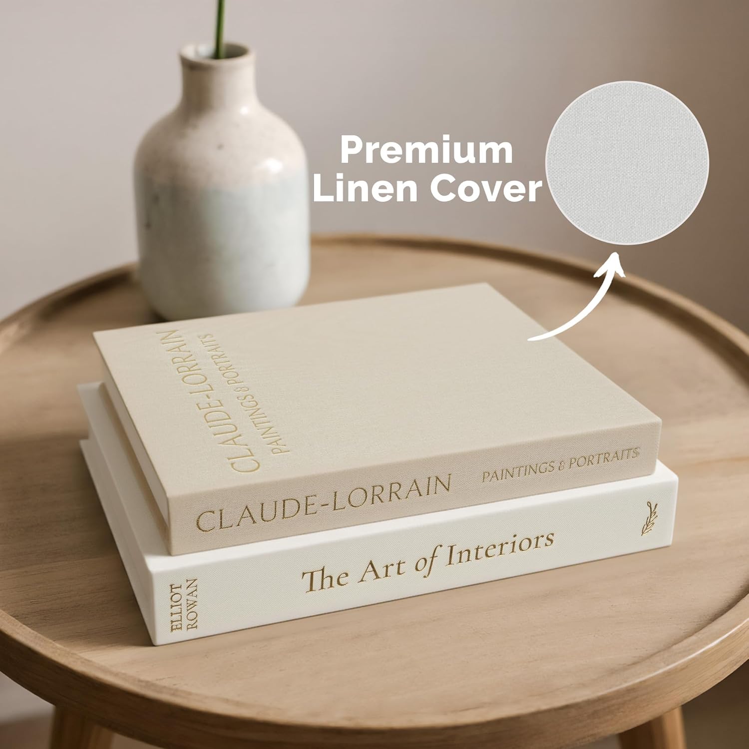 Vine Creations Decorative Books - Set of 2 Linen Hardcover Boxes with Storage - Aesthetic Fake Books for Decoration for Home, Shelf, Bookshelf Decor, Coffee Table Decor, as Storage or Keepsake Box