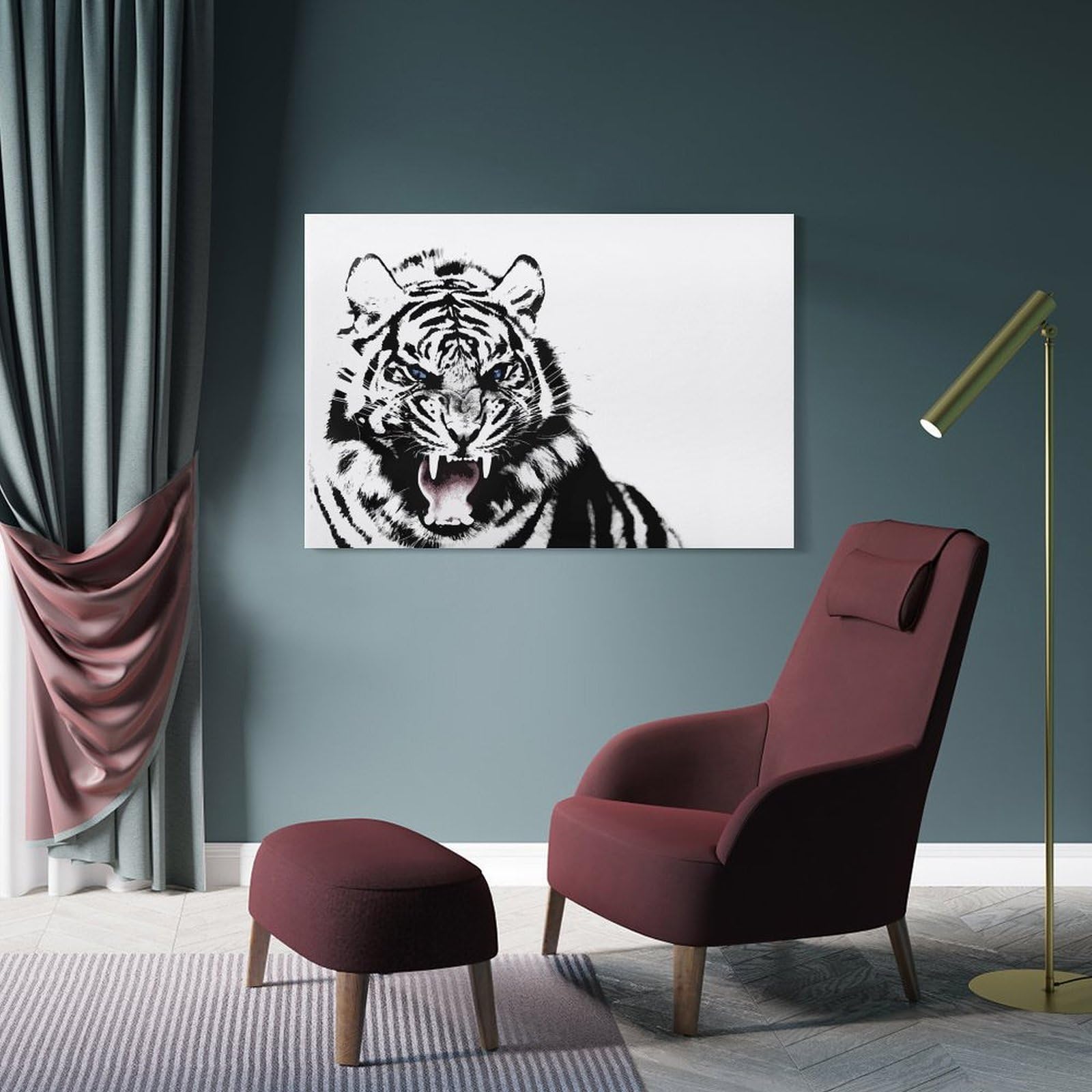 Junmoney Wall Art Print The Tiger, 24x36inch(60x90cm), for Bedroom Decor, Cosy Corners Or Studios, Decorative Wall Art for Cosy Rooms