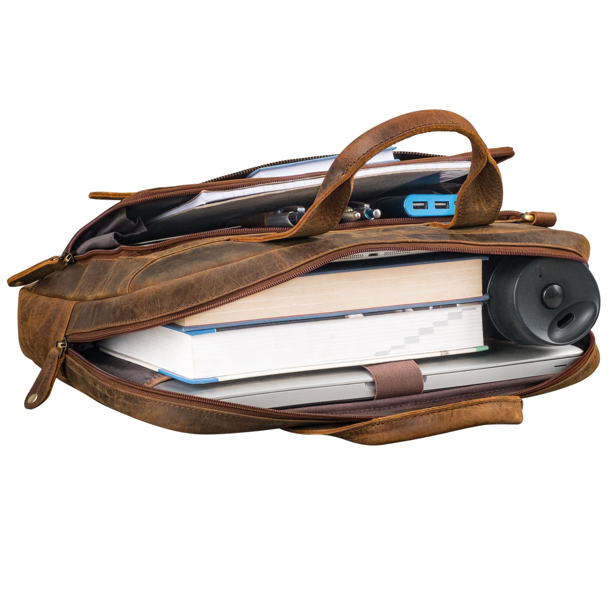 ROYALZ "Houston flache Leder Umhängetasche Herren Damen Mittel-groß - moderne Vintage Ledertasche 14-15 Zoll Laptoptasche Echtleder Business Aktentasche Büro Freizeit;Farbe:Schwarz
