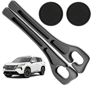 Car Seat Gap Filler Organizer Compatible with Nissan Rogue Accessories Seat Gap Plug Blocker with Storage Slot Non-Slip Car Cup Holder Coaster Black