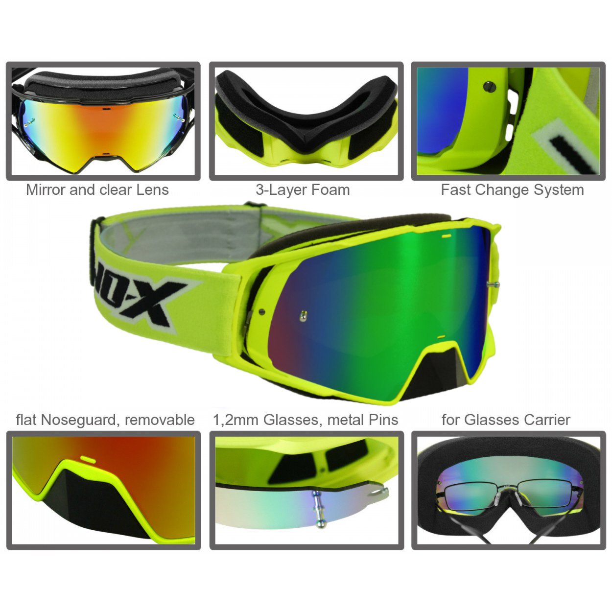 TWO-X Cross-Brille - Motocross-Brille - Motorrad-Brille - Enduro & Downhill - Schutz-Brille - Modell Rocket