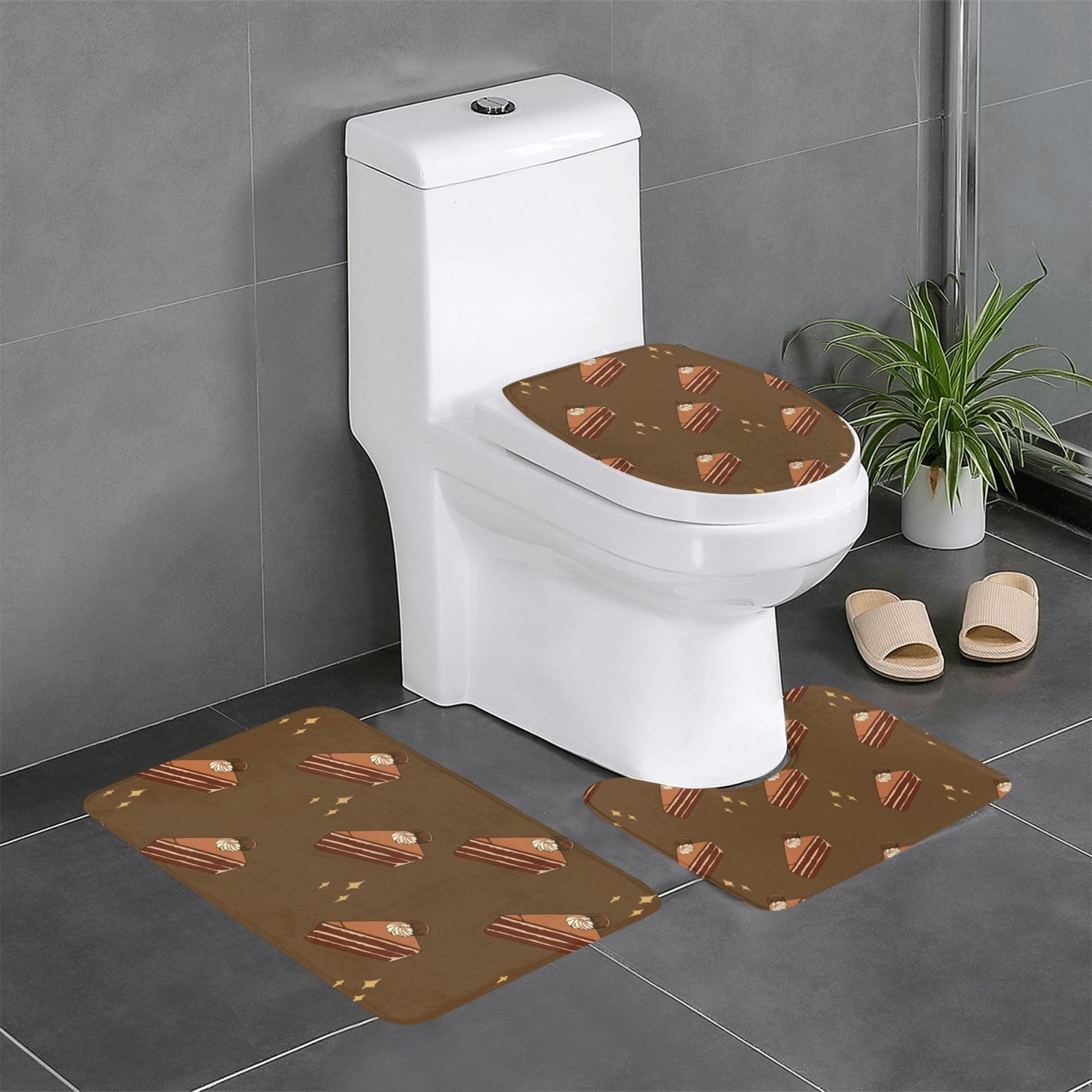 Tapis de bain en flanelle YYHWHJDE lot de 3 pour douche et WC
