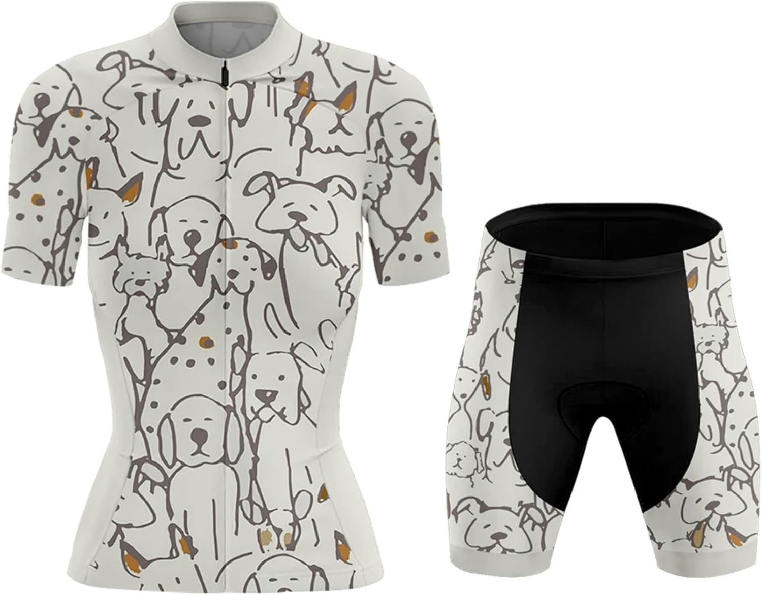 Women Cycling Jersey Set with Dog Pattern, Short Sleeve Bike Jersey for Women Cycling with 3D Padded