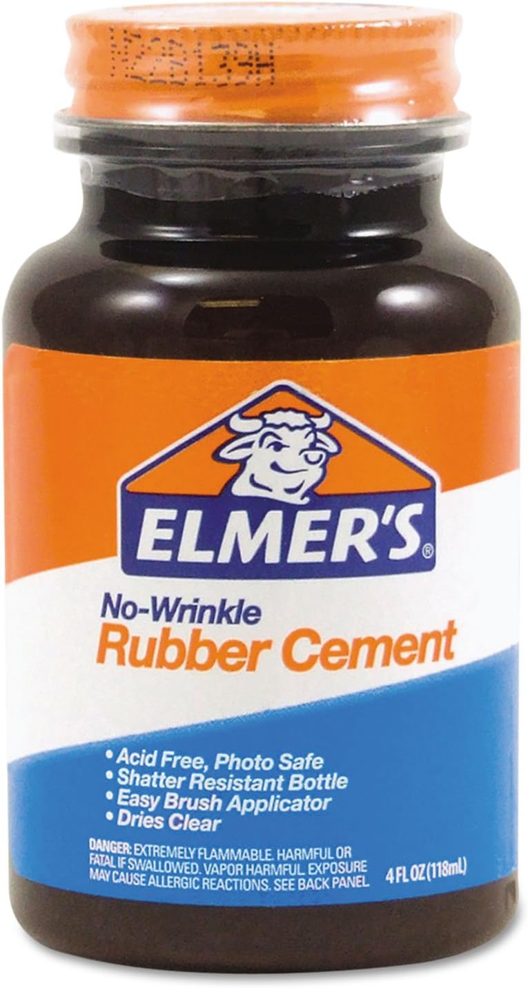 Elmer's E904 Rubber Cement, Repositionable, 4 oz