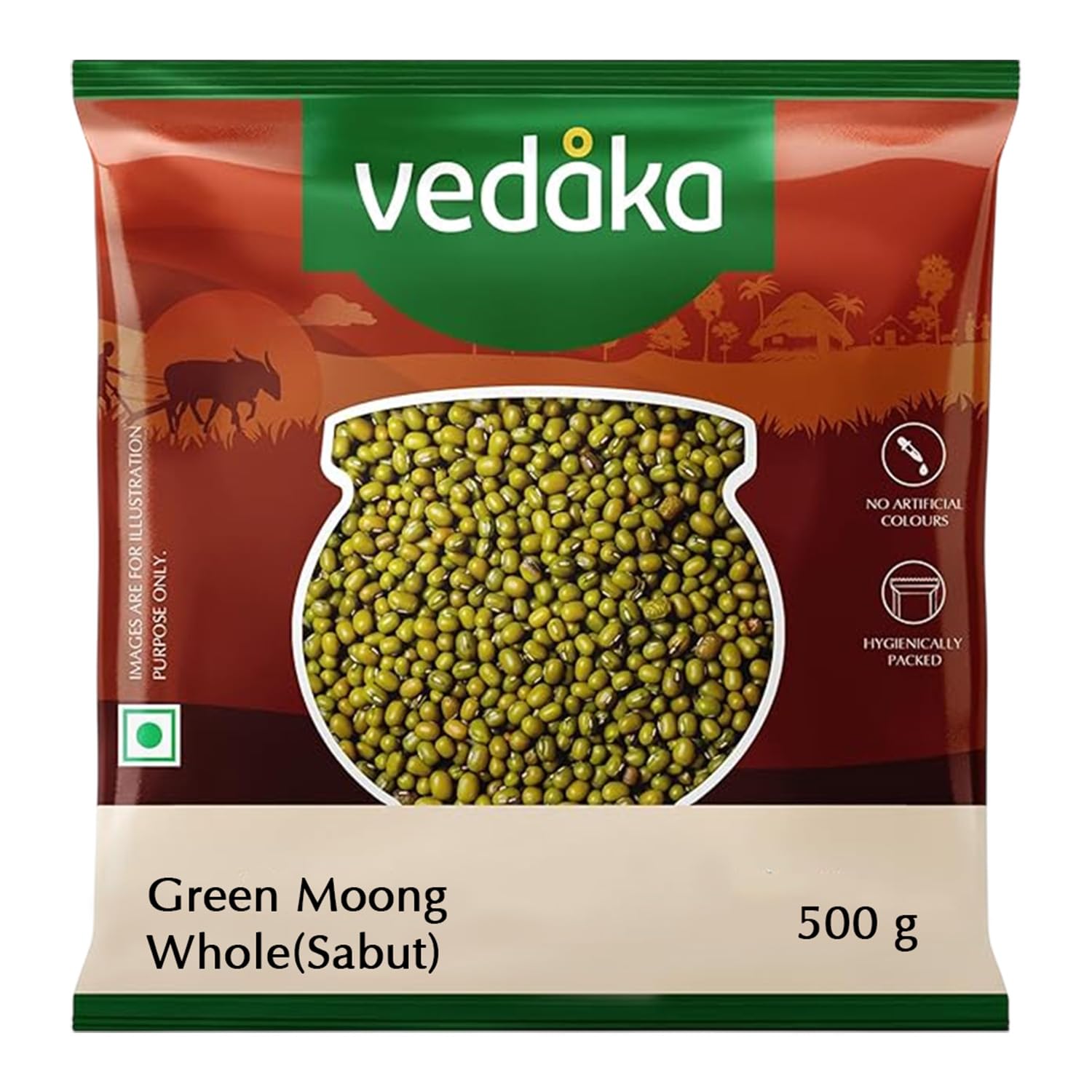 Amazon Brand - Vedaka Popular Unpolished Green Moong Whole (Sabut), 500 g|Naturally Rich in Protein |Naturally Cholesterol free