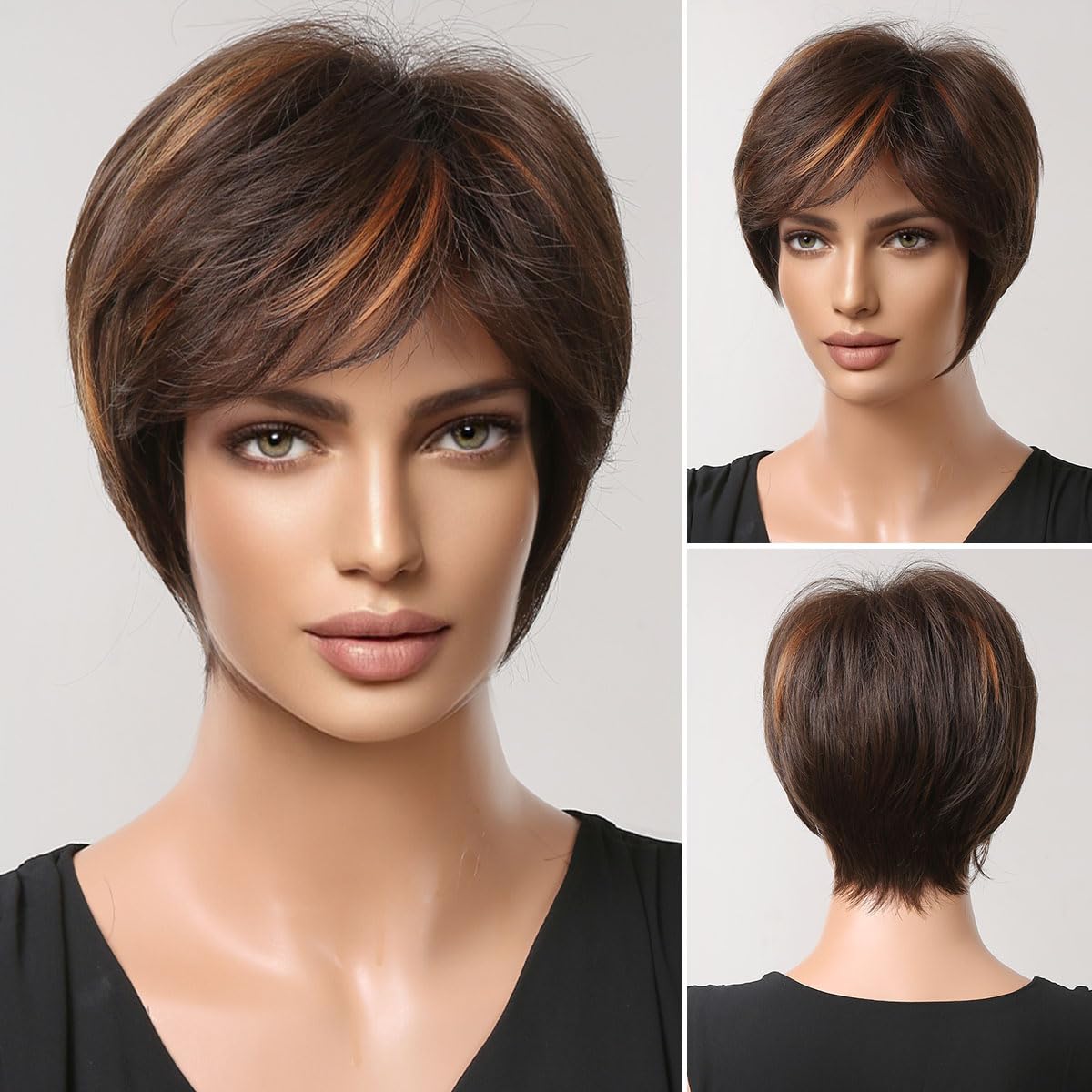 Amazon.com : Pixie Cut Wigs With Bangs Layered Heat 