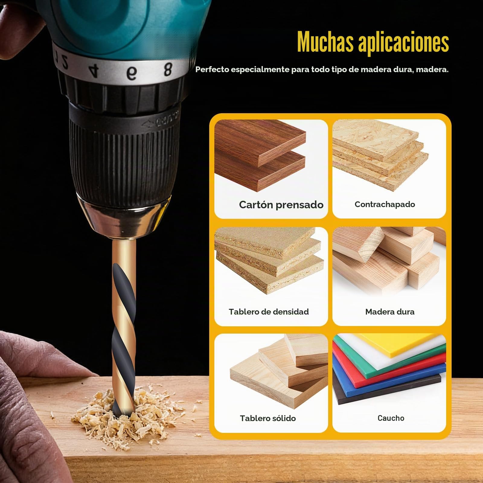 Juego de Brocas para Madera 25 Piezas HSS-G 1–13 mm, Brocas Madera Totalmente Rectificadas con Punta Centradora, para Madera Blanda y Dura, con Caja