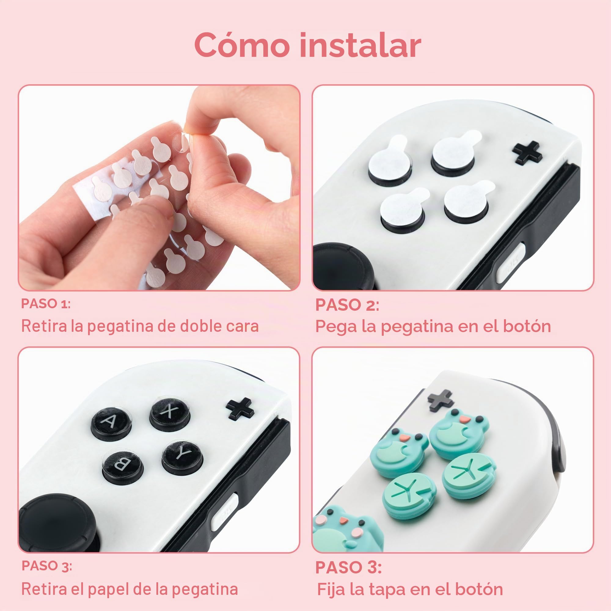 GeekShare ABXY - Funda Adhesiva de Silicona con Forma de Cruz, Compatible con Interruptor/OLED Frog y Axolotl