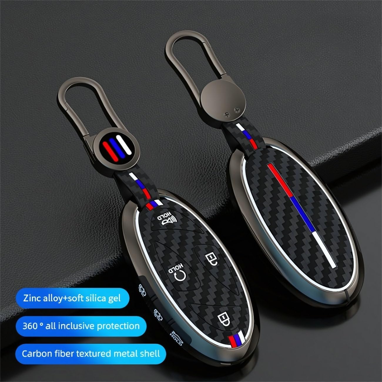 Key Fob Cover Full Protector Case for Ioniq 6 Grandeur GN7, KONA, Elanrtra, Santa Fe, Sonata, Tucson Metal Keychain -7 Buttons - Image 3