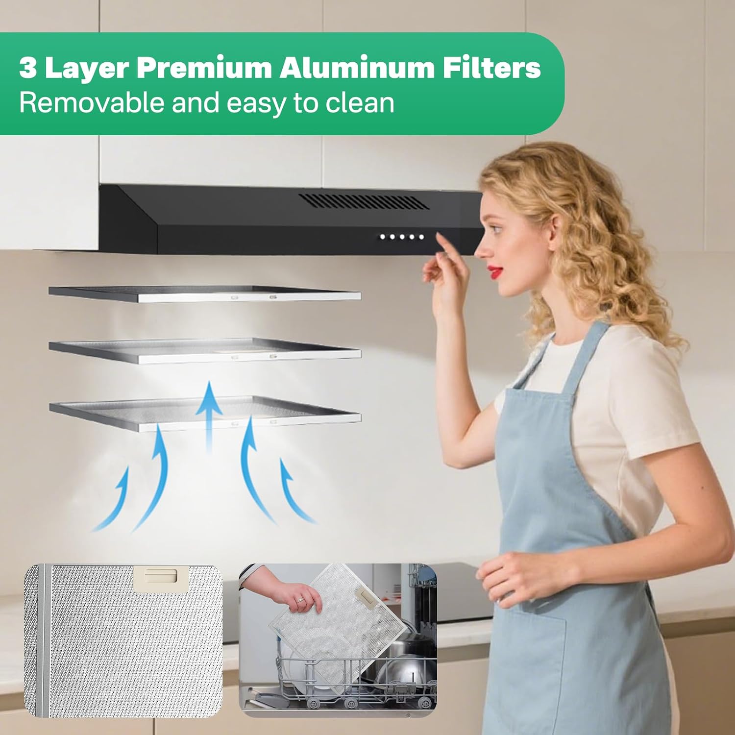 range hoods kitchen hood vent 30-Inch Under Cabinet Range Hood – 3-Speed, Dishwasher-Safe Filter, LED Lights, Ducted/Ductless Installation range hoods kitchen hood vent