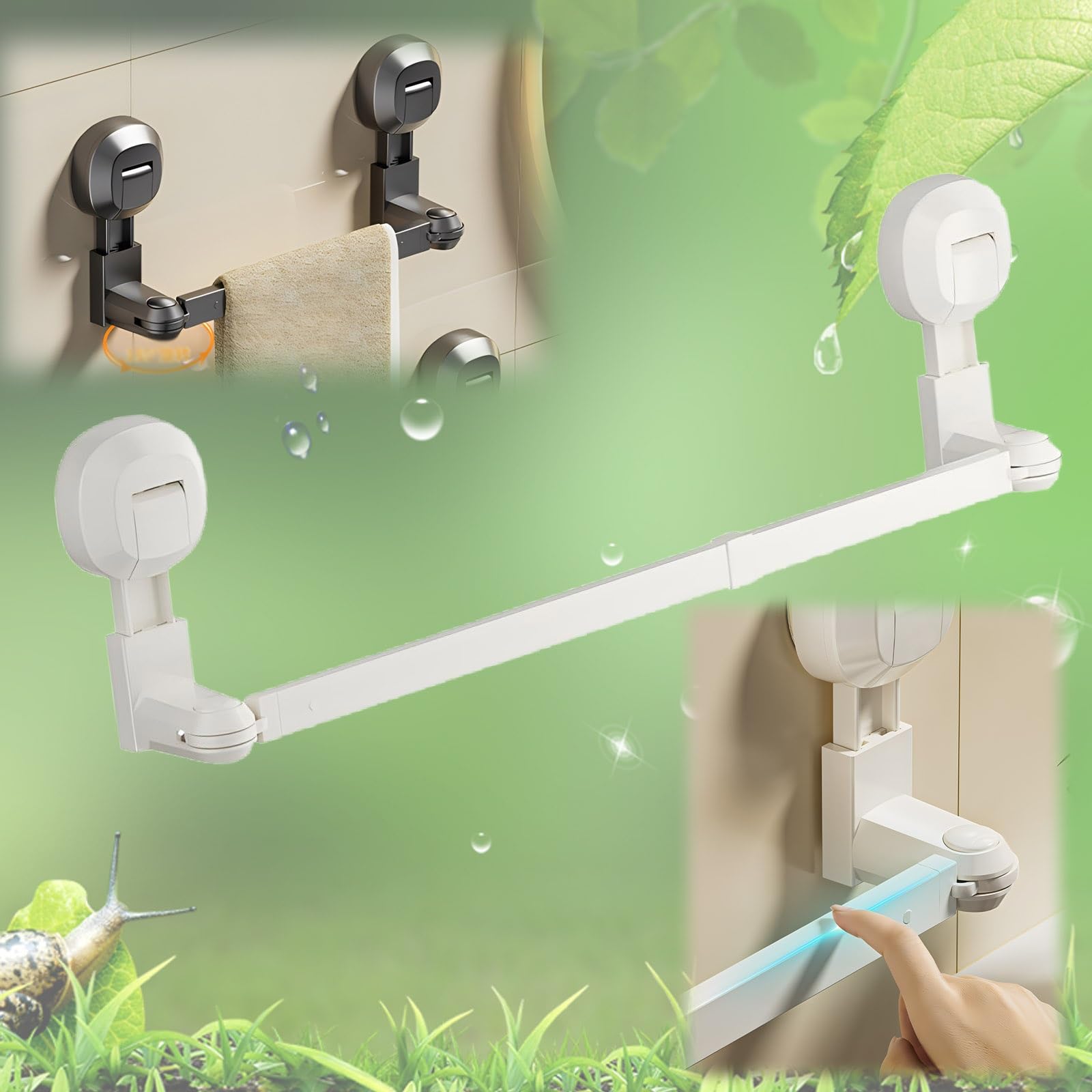 Porte-serviettes télescopique blanc réglable pour mur de salle de bain