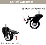 Heavy Duty Swivel Caster Wheels with Dual Brake, 2-in M8x15mm, 12 Pcs | 400 lb Capacity, 360 Degree Polyurethane Locking Casters, No Noise, M8 Threaded Stem Wheels for Desk Workbench Cart