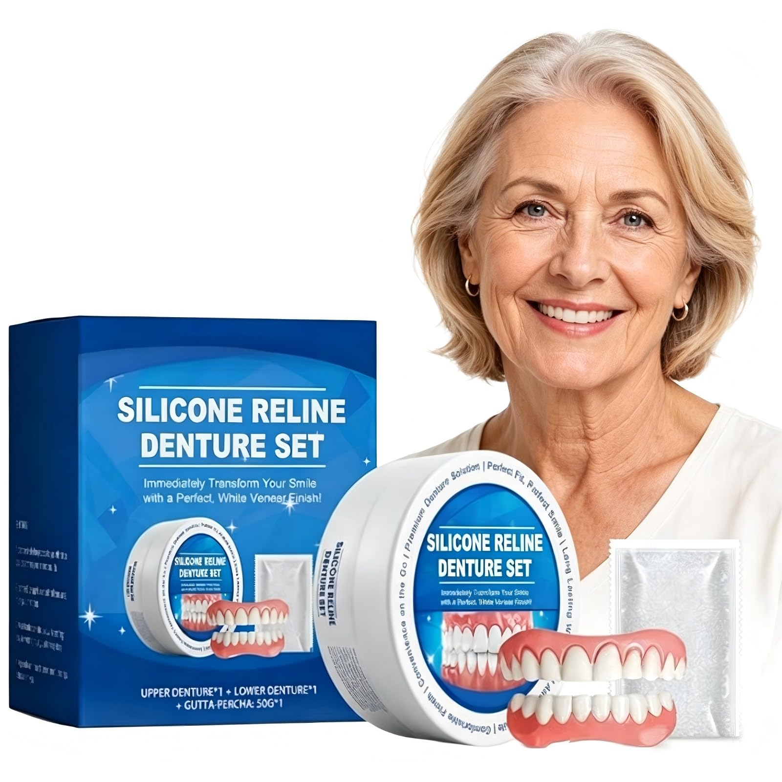 Prothèse Dentaire Silicone Bikenda, Souple Confortabl Appareil Dentaire en Silicone, Pour Hommes Et Femmes, Beautyof Your Smile (1 Pcs)