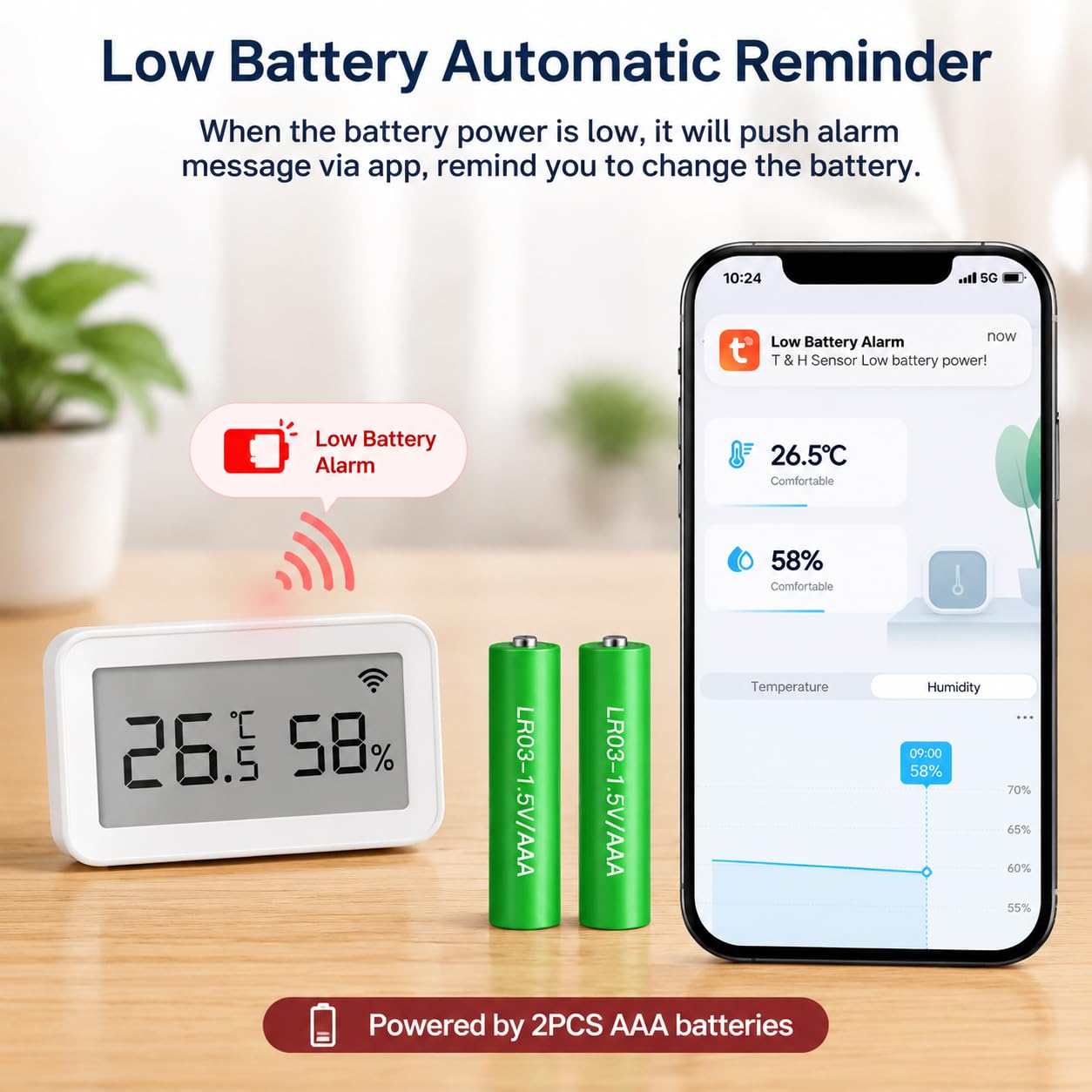 Sensore di temperatura e umidità WLAN: termometro igrometro wireless con display LCD, notifica app, memorizzazione dati ed esportazione, calibrabile, monitoraggio digitale per la casa, 4 pezzi