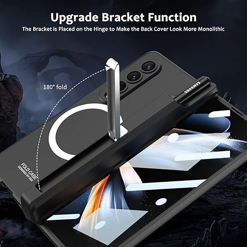 Miniatura 5 de DOOTOO - Funda magnética para Samsung Galaxy Z Fold 3, protección de bisagra con soporte para bolígrafo S, compatible con cargador inalámbrico