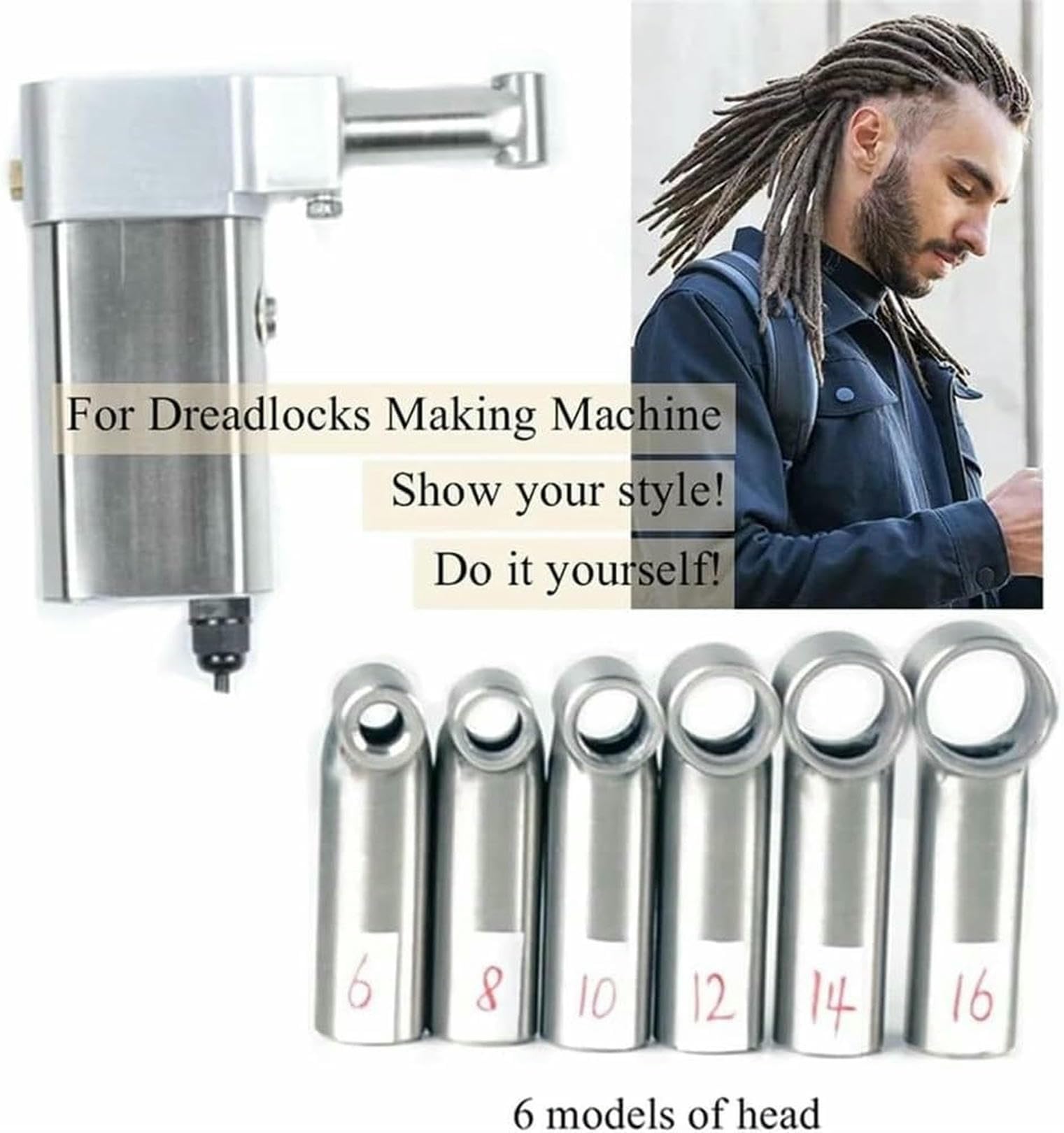 Ręczny Dreadlocks Maker, Maszyna Do Płetania 6-16 Mm Z 20 Igłami I 6 Modelami Głowy