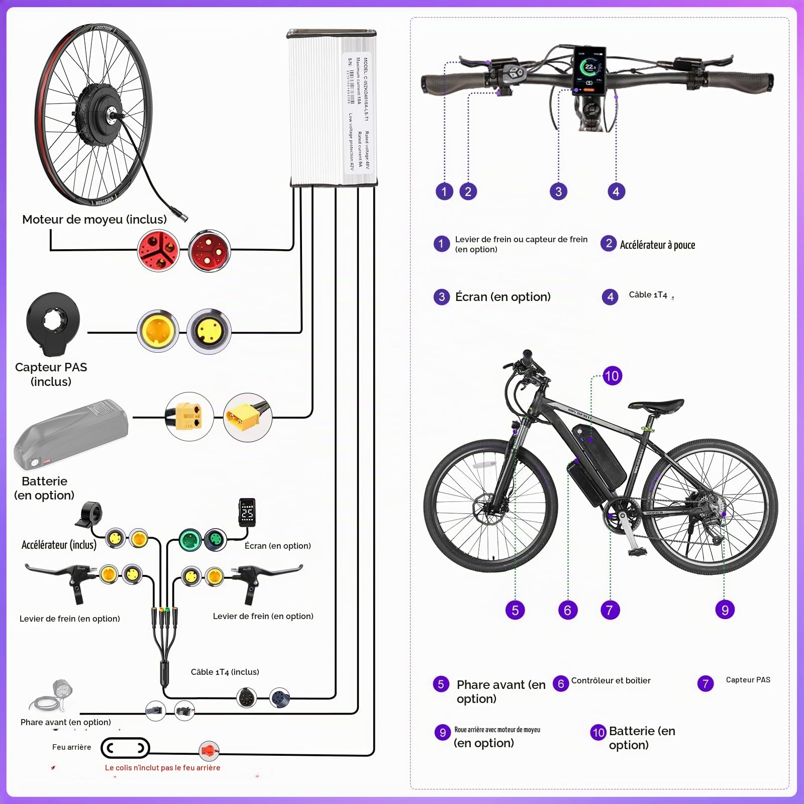 BAFANG 48V Kit Conversion Velo Electrique G020 G0900 Arriere 26 27,5 29 | 28 Kit Conversion Vélo Electrique avec Batterie et Ecran en Option - Moteur Brushless pour VTT Vélo Ville Cassette 135-142mm