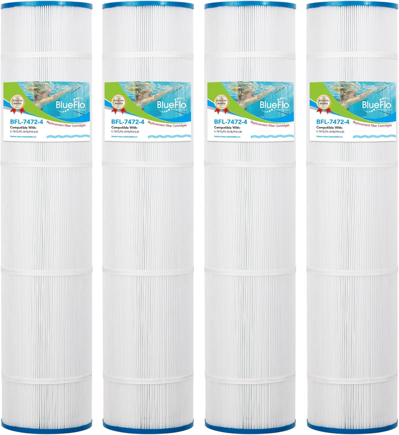 Pool Filter Cartridge Replace for Pentair CCP520, PCC130-PAK4, Clean and Clear Plus 520, Unicel C-7472, Pleatco PCC130, FC-1978, R173578, 178585, 817-0143 (4 Pack)