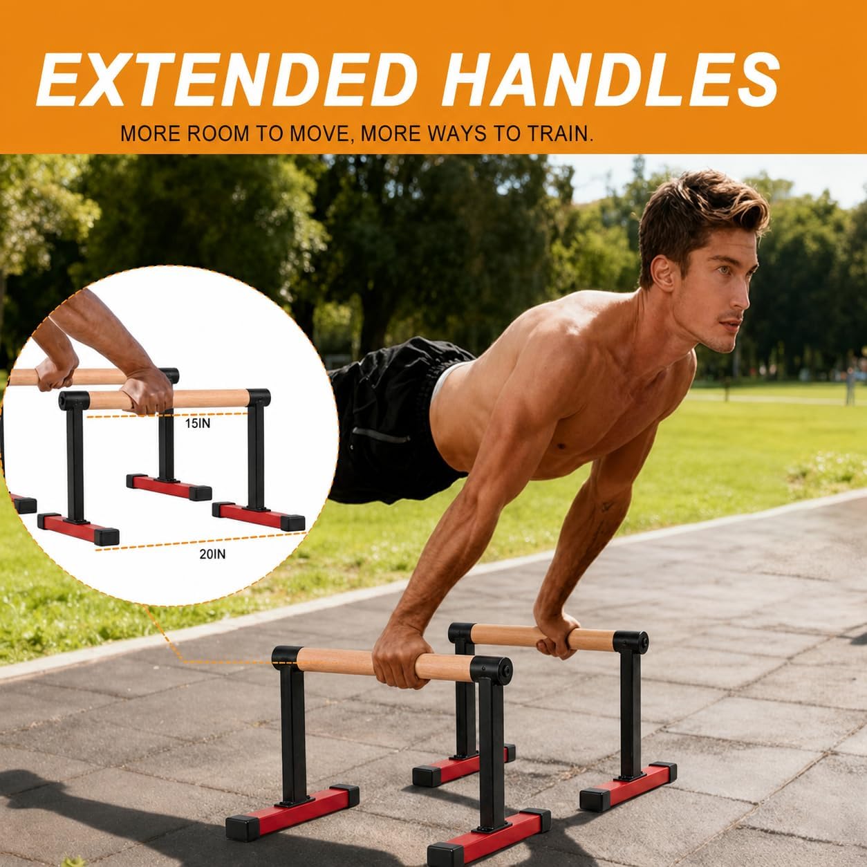 Wooden Parallette Bars,700lbs Heavy-Duty Dip Stands | Thick Beech Handles,Upgraded Anti-slip Mats,5-Minute Assembly,Space-Saving,Push ups,Handstands,L-sits,Yoga,Gymnastics