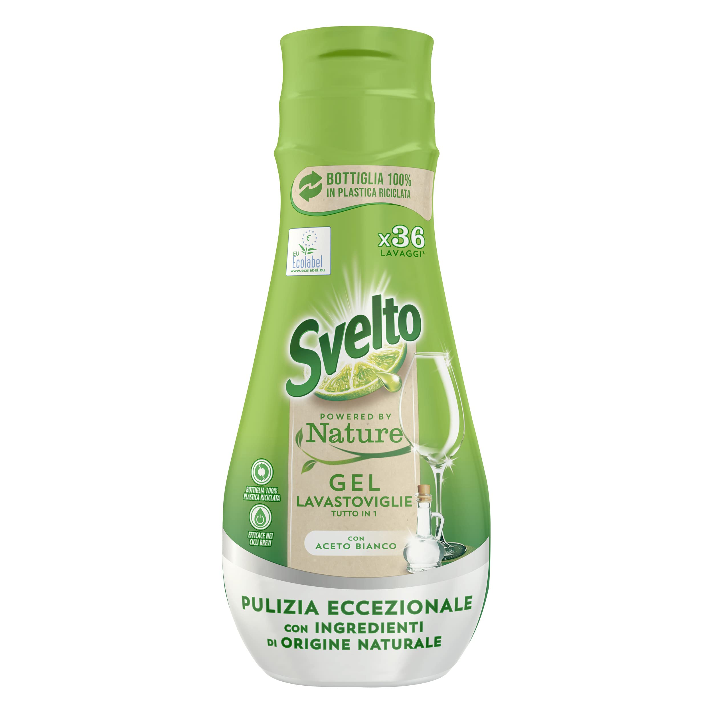 Svelto Geschirrspülgel All-in-1 Powered by Nature, 6 Stück à 36 Waschgänge, Geschirrspülmittel mit Inhaltsstoffen natürlichen Ursprungs, wirksam bei kurzen Zyklen wirksam, 100% recycelter Kunststoff,