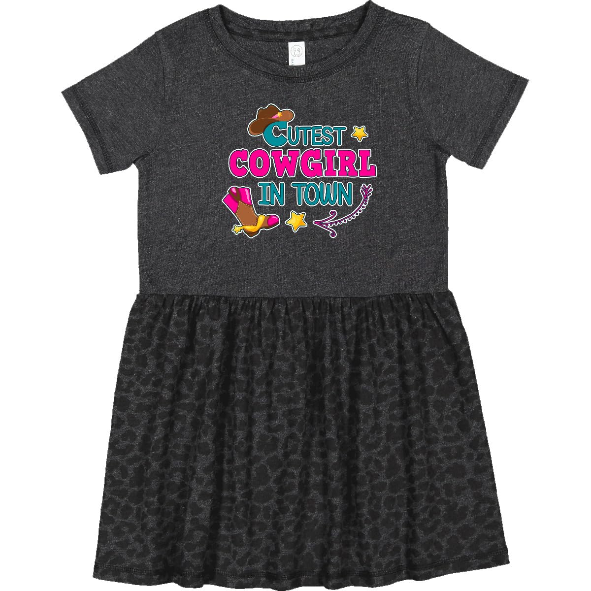 inktastic Cutest Cowgirl in Town with Cowgirl Hat and Boots Toddler Dress 2T Vintage Smoke with Leopard Print 2ffe6