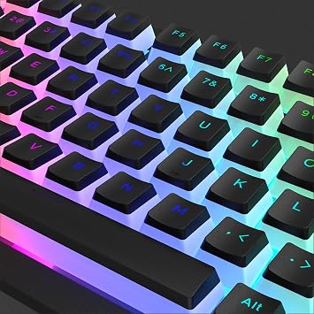 Womier Pudding Keycaps, PBT Shine Through Keycaps Black 164 Keys Set