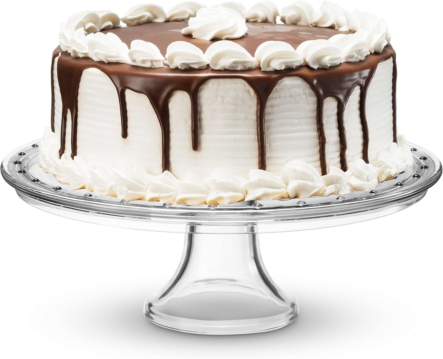 Godinger Crystal Footed Cake Stand - Elegant Italian Glass Serving Platter for Cakes, Desserts & Fruit