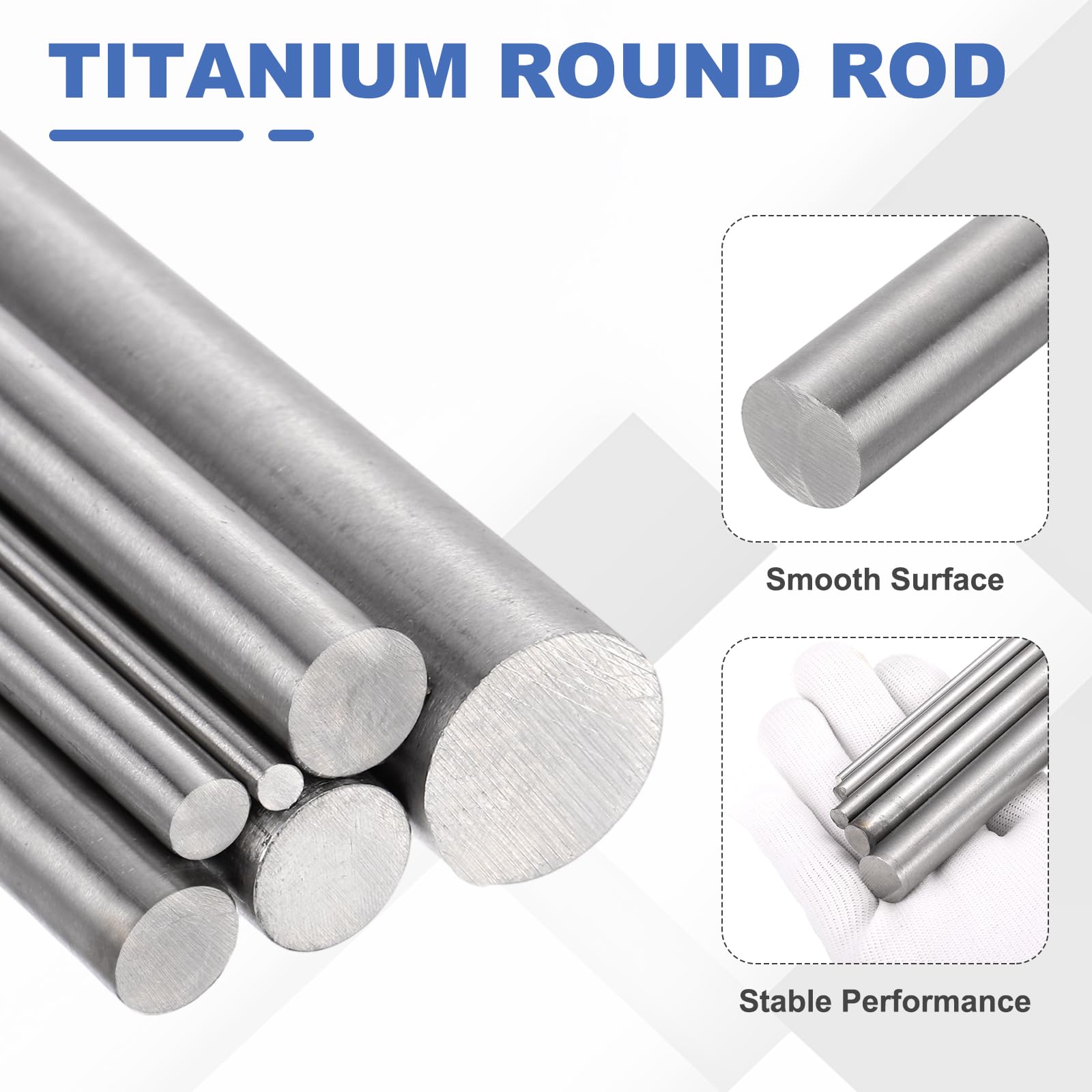 QUARKZMAN 2 Pcs Barre Ronde En Titane, 0.2" Dia(5mm) 8" Longueur GR5 Metal Solide TC4 Barre Ronde En Titane Pour Model Plane Cars Ship DIY Craft