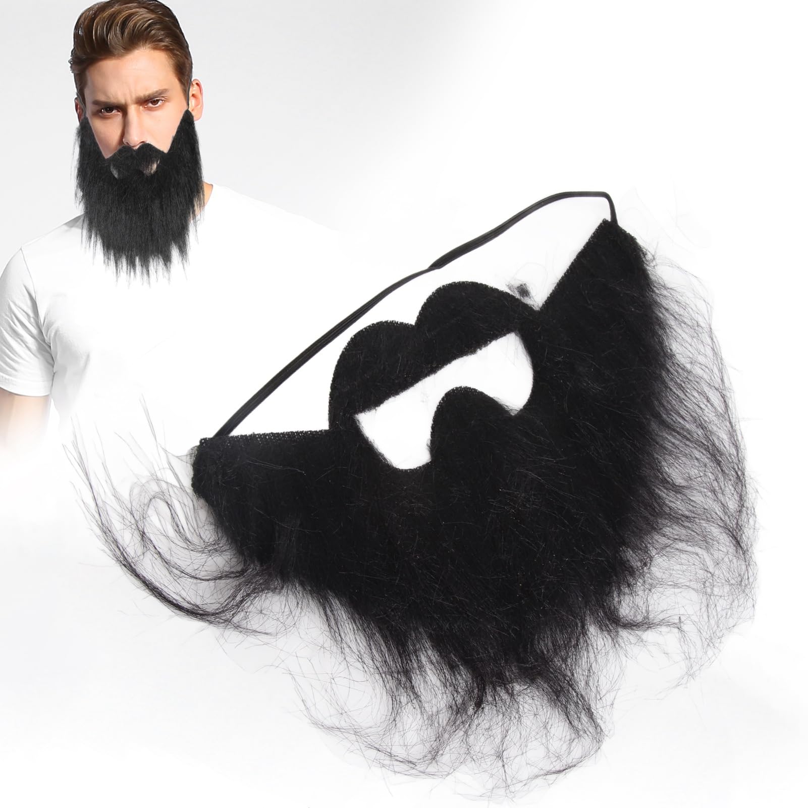 6 Pieces Fausse Barbe Drôle Barbe Fausse Moustache Costume Facial Barbe Accessoires Avec Cordon Élastique Réglable Pour Halloween Party Cosplay Fournitures