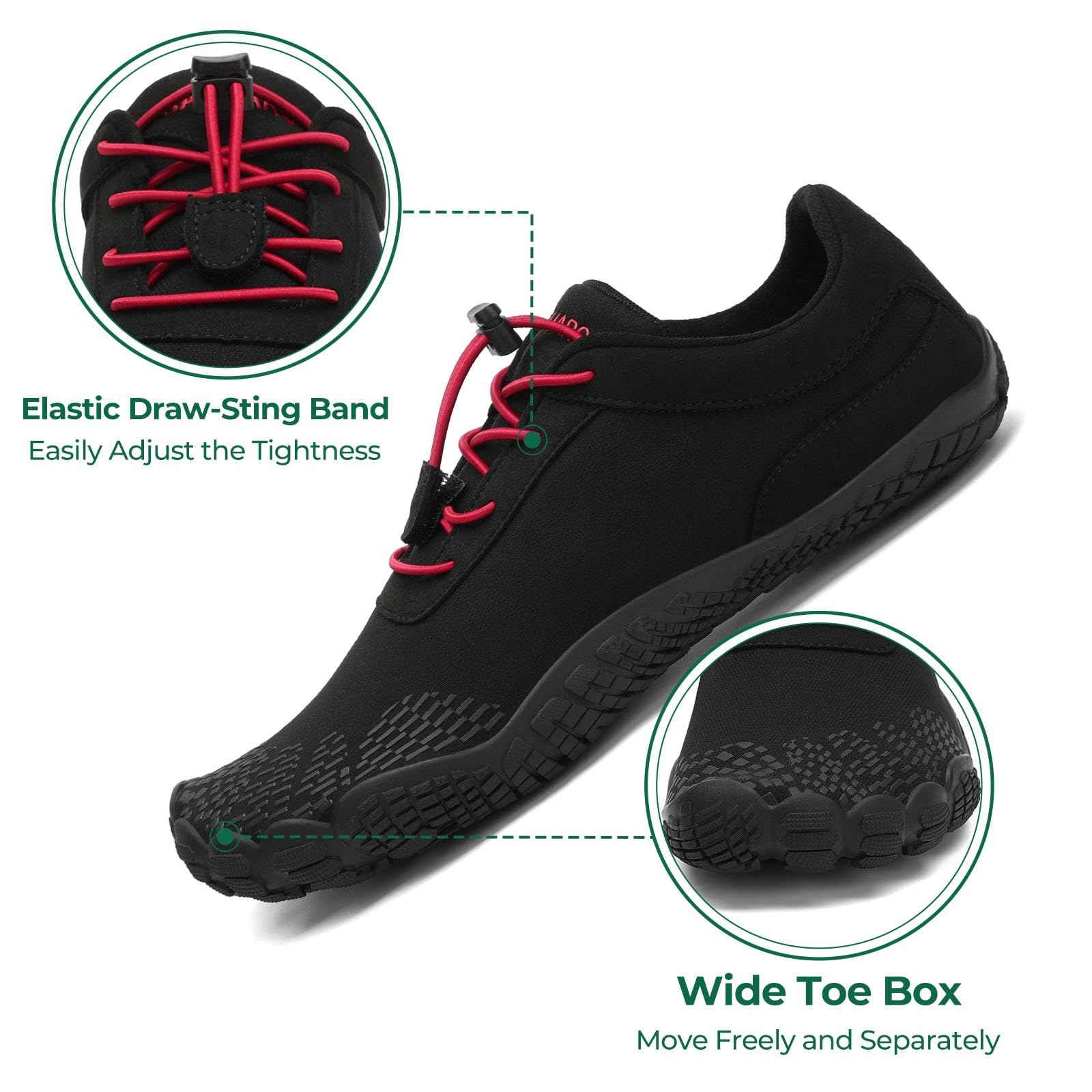 SAGUARO Barefoot Shoes Uomo Donna Scarpe Barefoot - Scarpe Minimaliste Scarpe da Palestra - Traspiranti Scarpe da Scoglio - Punta Larga e Suola a Goccia Zero Nero Fumoso,Gr.35-48 EU