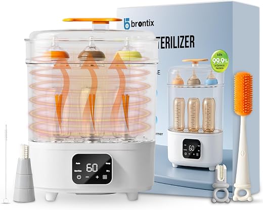 BRONTIX 4 in 1 Sterilizer and Dryer for Feeding Bottles with Cleaning Set, Sterilizer for Baby Products, Bottle Sterilizer...