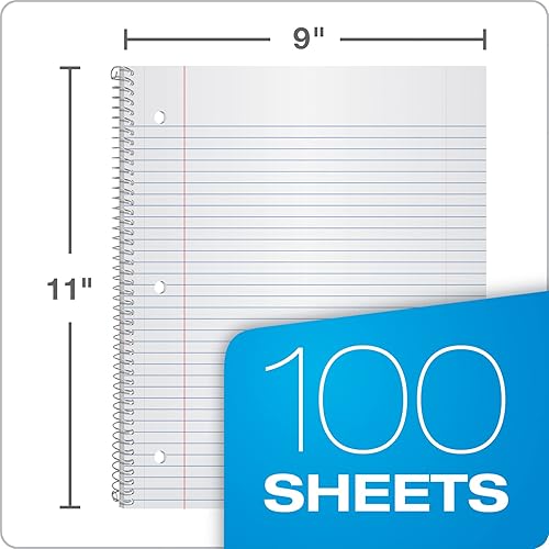 Miniatura 3 de Oxford Cuaderno de espiral con rayas universitarias de 8.5 x 11 pulgadas, paquete de 12 colores surtidos, 1 materia, papel rayado universitario,