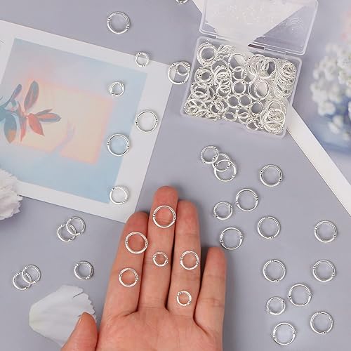 Miniatura 5 de UHOMENY - 90 cuentas de doble agujero para la fabricación de joyas, marcos redondos de enlaces, conectores de dos agujeros, marco circular, cuentas