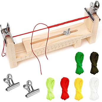 ARJDXDP Wood Paracord Jig Bracelet Maker Paracord Device Bracelet Making Kit with 6 Parachute Cords and 2 Clips for Braiding DIY Bracelet Knitting Tool