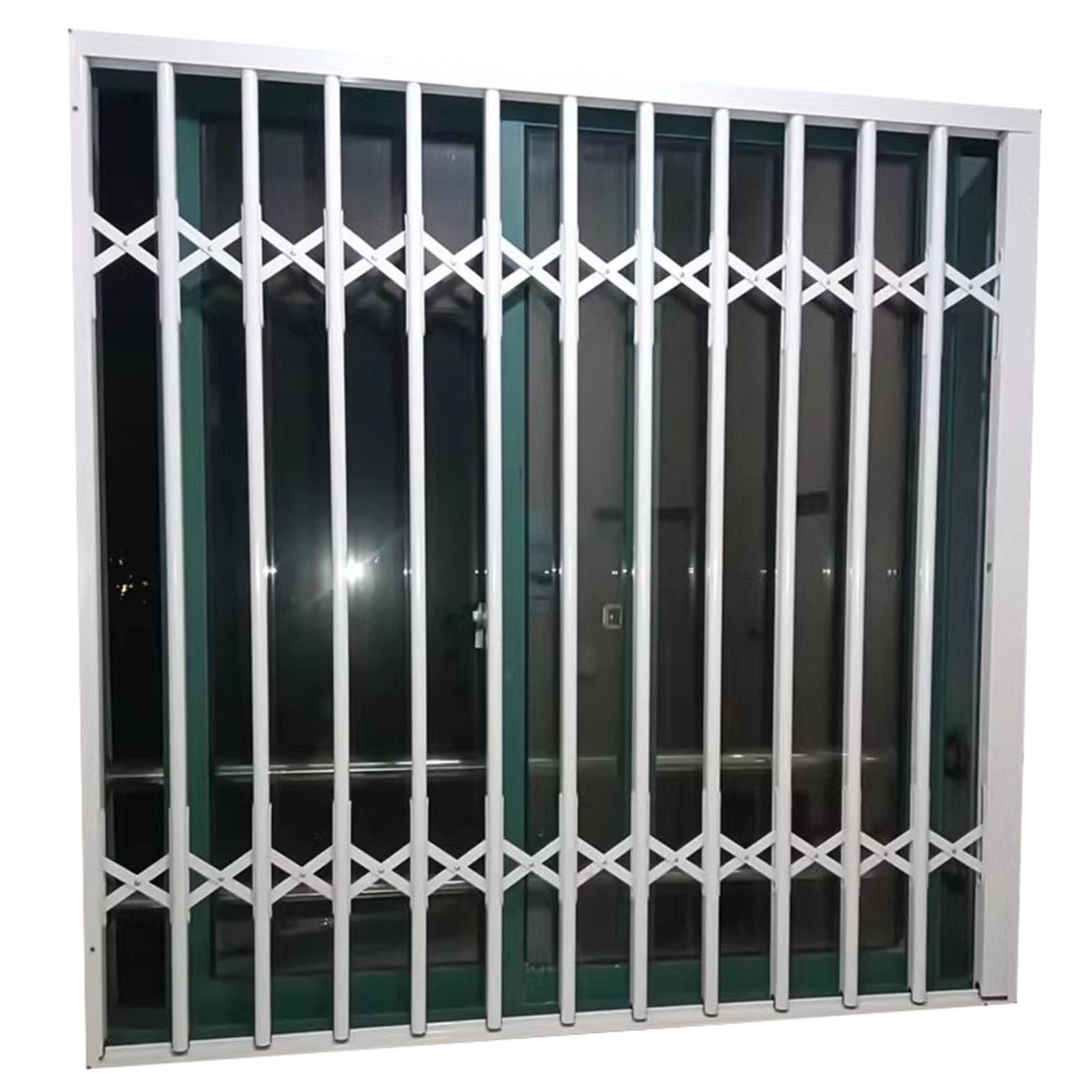 Protector de barras deslizantes horizontales plegables para ventana, parrilla de seguridad segura para el hogar para niños y prevención de robos (100 x 110 cm), valla duradera para ventana al aire