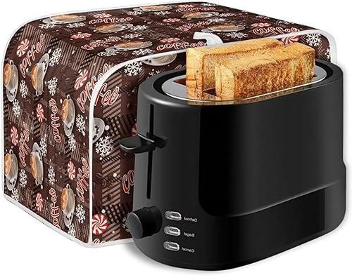 Vista 225 de UNICEU Funda acolchada para tostadora con patrón de café, se adapta a la mayoría de tostadoras estándar de 4 rebanadas patrón de café,Hojas de otoño