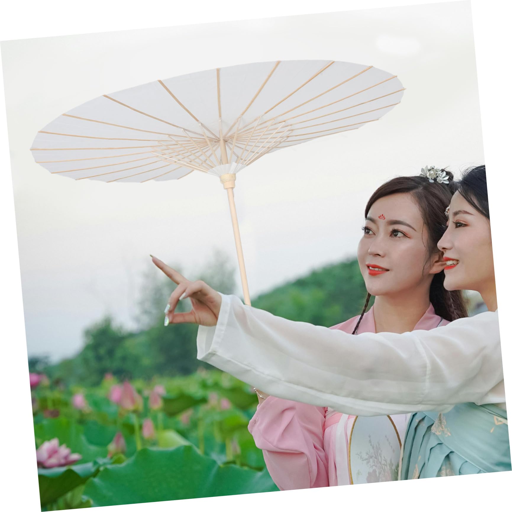 Abaodam 4 Stück Weißer Geölter Papierschirm mit Holzgriff für Hochzeit Dekoration und Fotoshooting im Chinesisch Japanischen Stil 84cm Groß Langlebig für Drinnen und Draußen