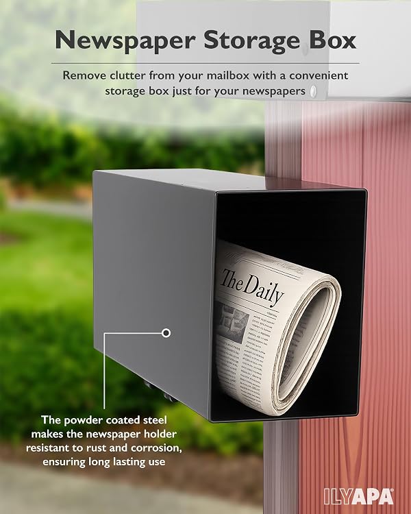 Ilyapa Newspaper Holder for Mailbox Post - 16x4x6 in Metal Box by Ilyapa - Used condition - Image 4