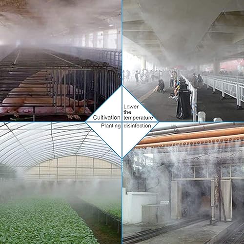 Miniatura 8 de Boquilla de nebulización de latón, paquete de 10 pulverizadores de alta presión 1024 UNC para exteriores antigoteo con cabezal de rociado, puntas de