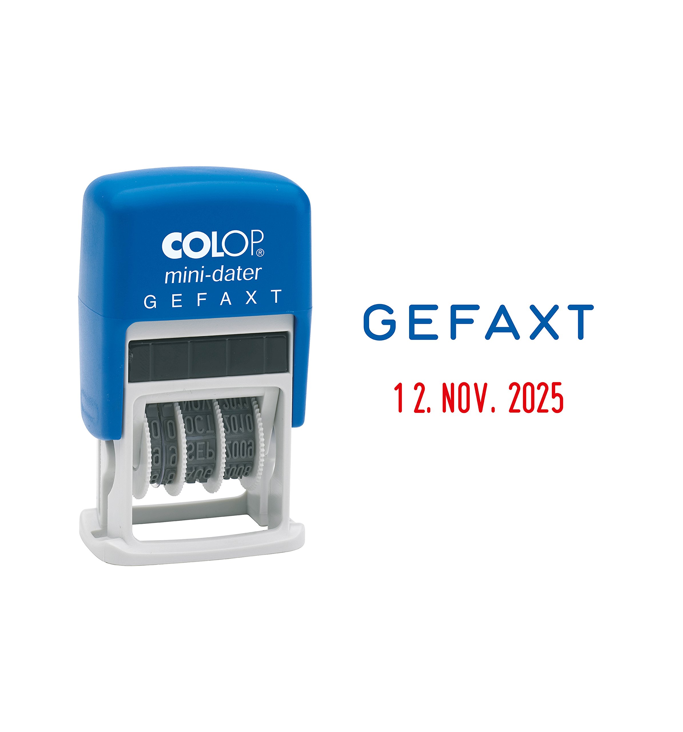 Colop 105207 sello de fecha S160 con texto gefaxt con zweifarbigem Huella