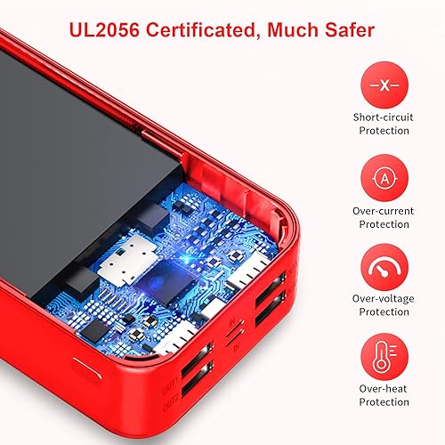 Miniatura 6 de Banco de energía solar de 50000 mAh, cargador de teléfono solar portátil con linterna, 4 puertos de salida, 2 puertos de entrada, banco de batería