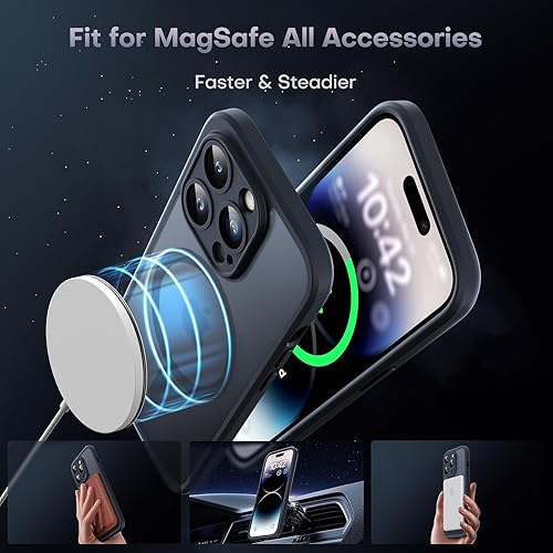 Miniatura 2 de TOCOL Funda magnética para iPhone 14 Pro, compatible con Magsafe, protección completa mejorada de la cámara, protección contra caídas, translúcida