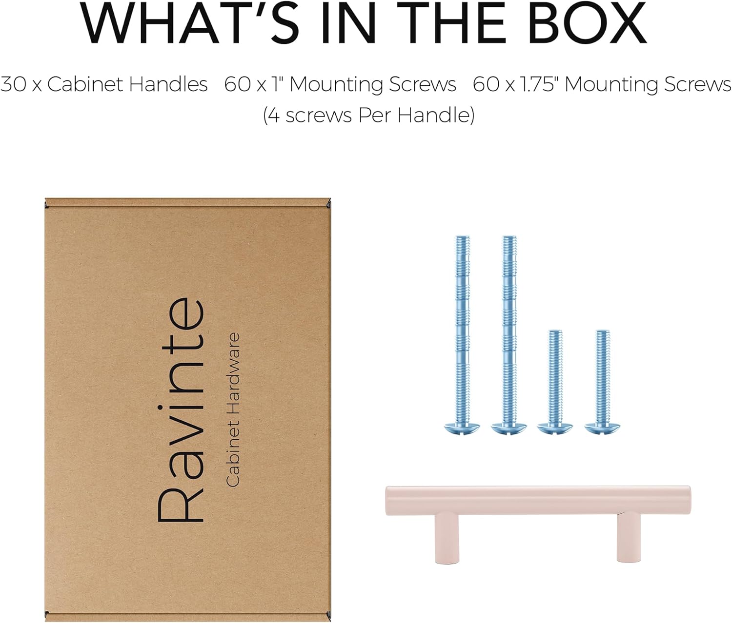 Ravinte 30 Pack | 5 Inch Cabinet Pulls Pink Stainless Steel Kitchen Drawer Pulls Cabinet Handles 5 InchLength, 3 Inch Hole Center