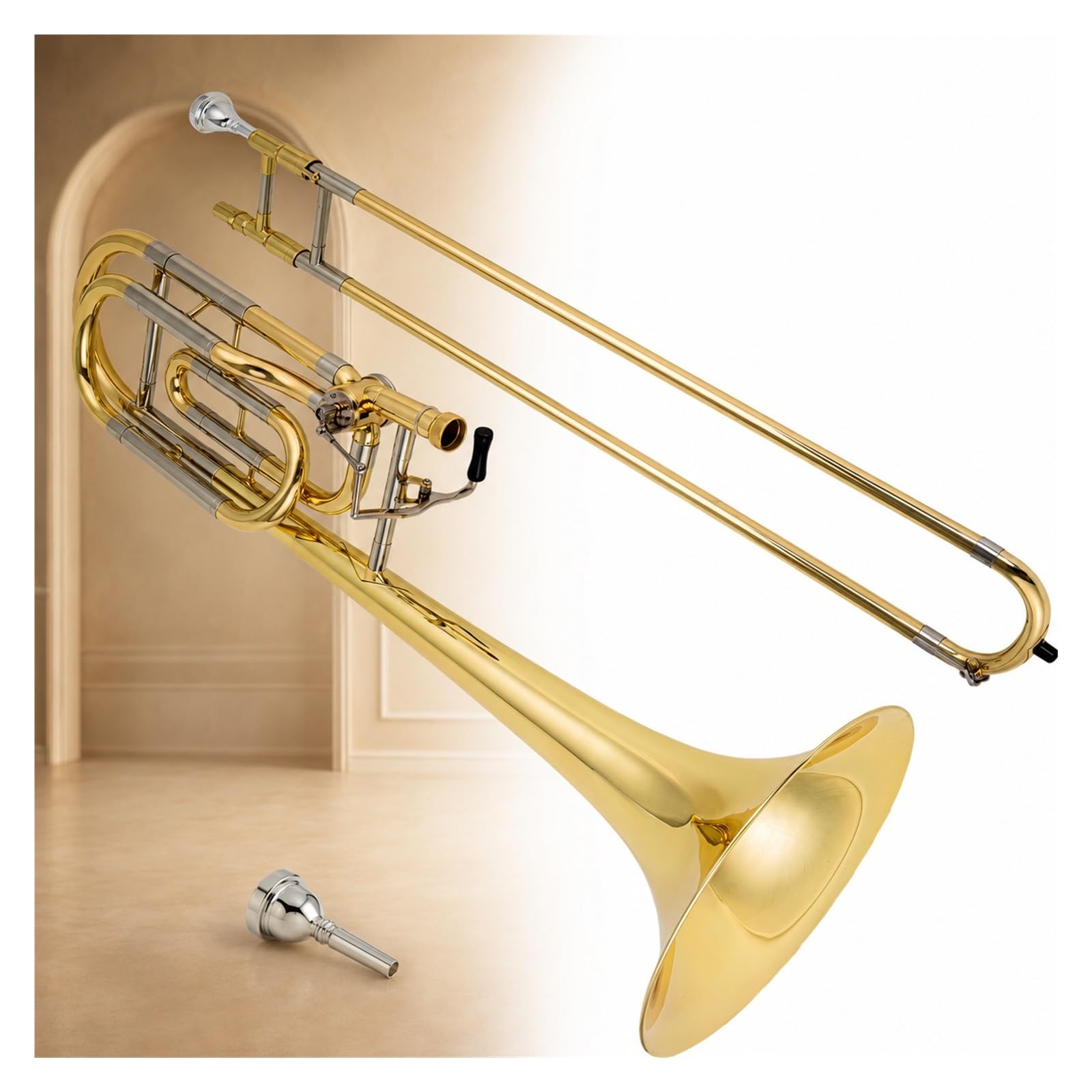 Zugrohr Bb/F-Tenorposaune, goldlackiert
