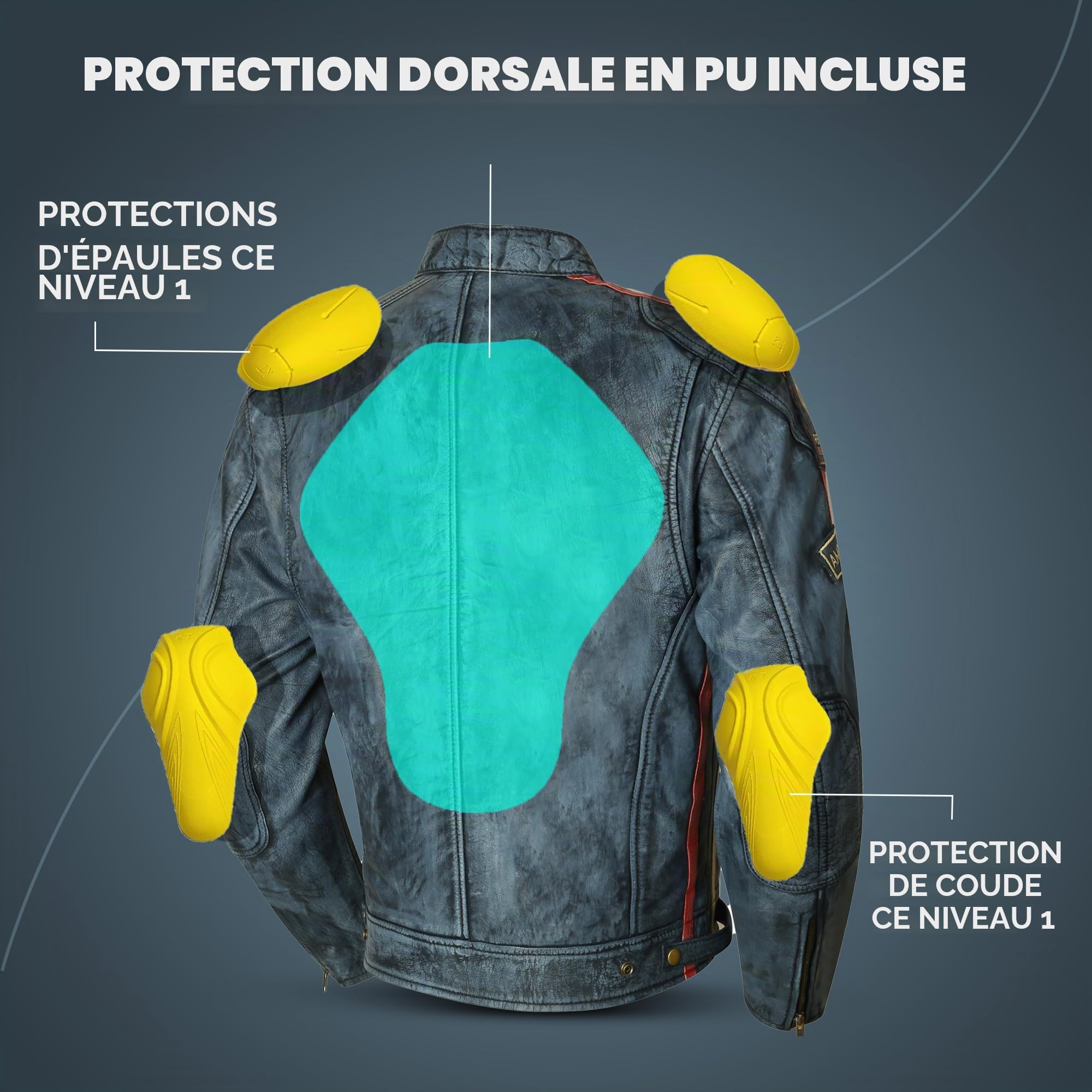 Générique Veste moto en cuir d'agneau pour homme Style Café Racer et Harley Custom Cirage vintage à la main avec certification CE