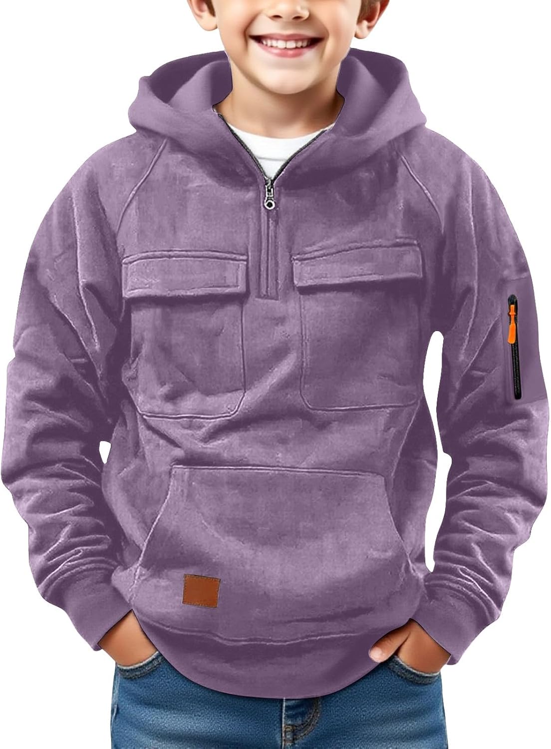 Sweat à Capuche Garçon – Zippé, Hiver Chaud, Léger Et Respirant – Coupe Oversize Avec Poche – Style Décontracté Sportswear